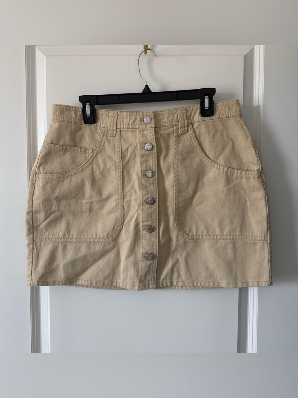 Old Navy Tan Button-Front Cotton Mini Skirt